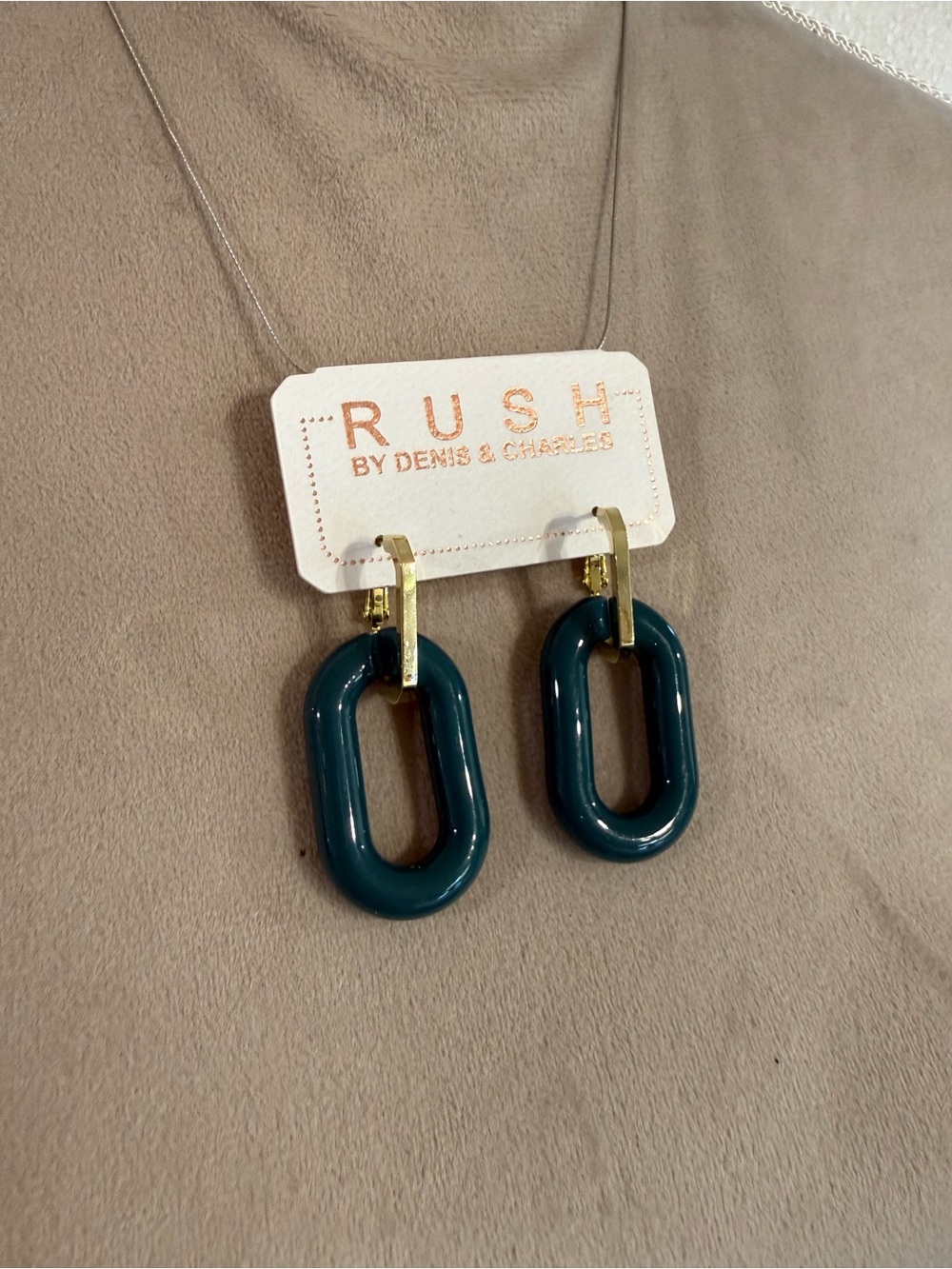 RUSH Teal Link Drop Earrings with Gold Accents RUSH by Denis & Charles